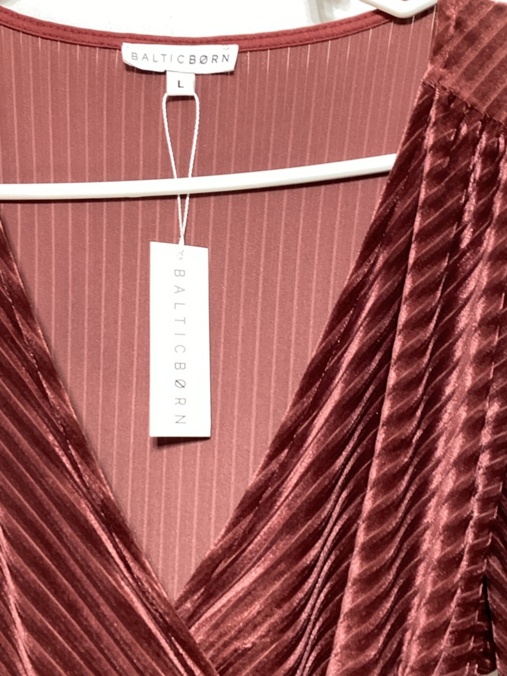 NWT Baltic Born Burgundy Ribbed Velvet Wrap Maxi Dress - Picture 7 of 11